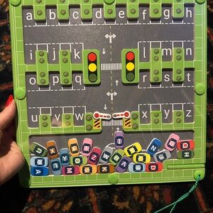 Magnetic Alphabet Parking Board Toy - Green Playboard with Colorful Letter Cars